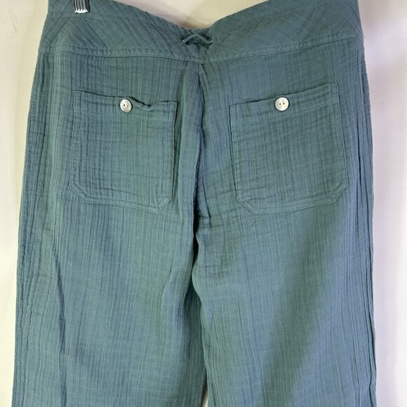 Sundance Catalog Gauzy Cotton Button Fly Drawstring Pants Coastal - Picture 8 of 8